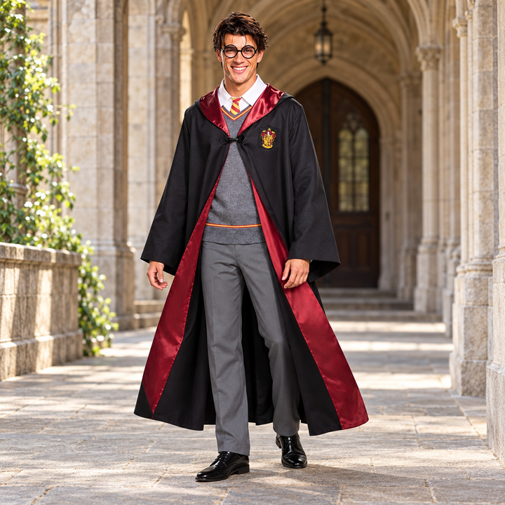 Disfraz Masculino de Mago en negro y burdeos. Harry Potter El Mago.